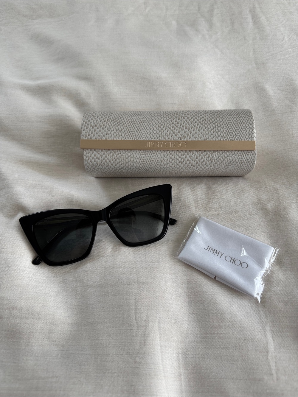 Jimmy Choo Black Cat-Eye Sunglasses with Light Case